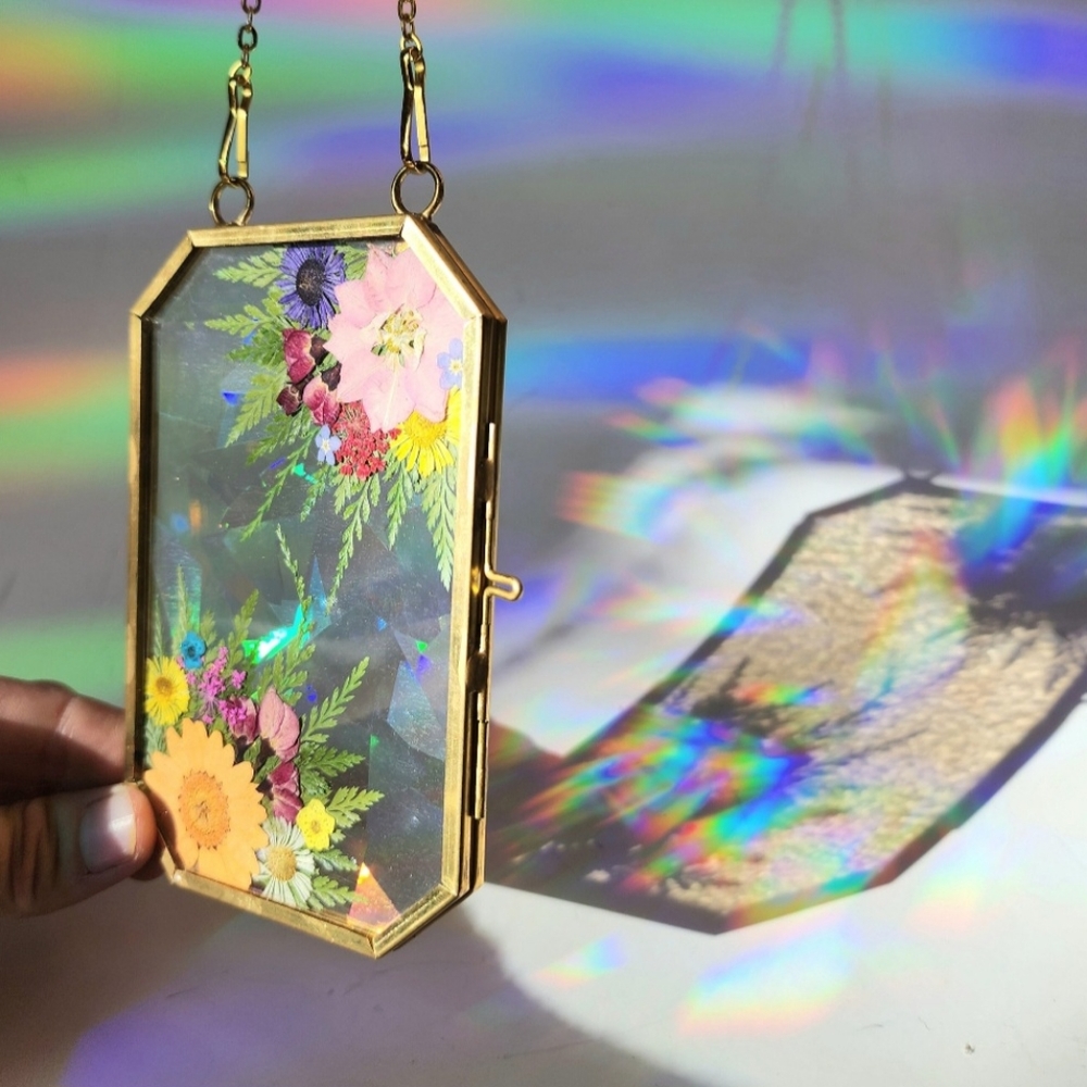 BEST Valentine's Gift! Handmade Floral Suncatchers, REAL flowers, Bright Rainbow